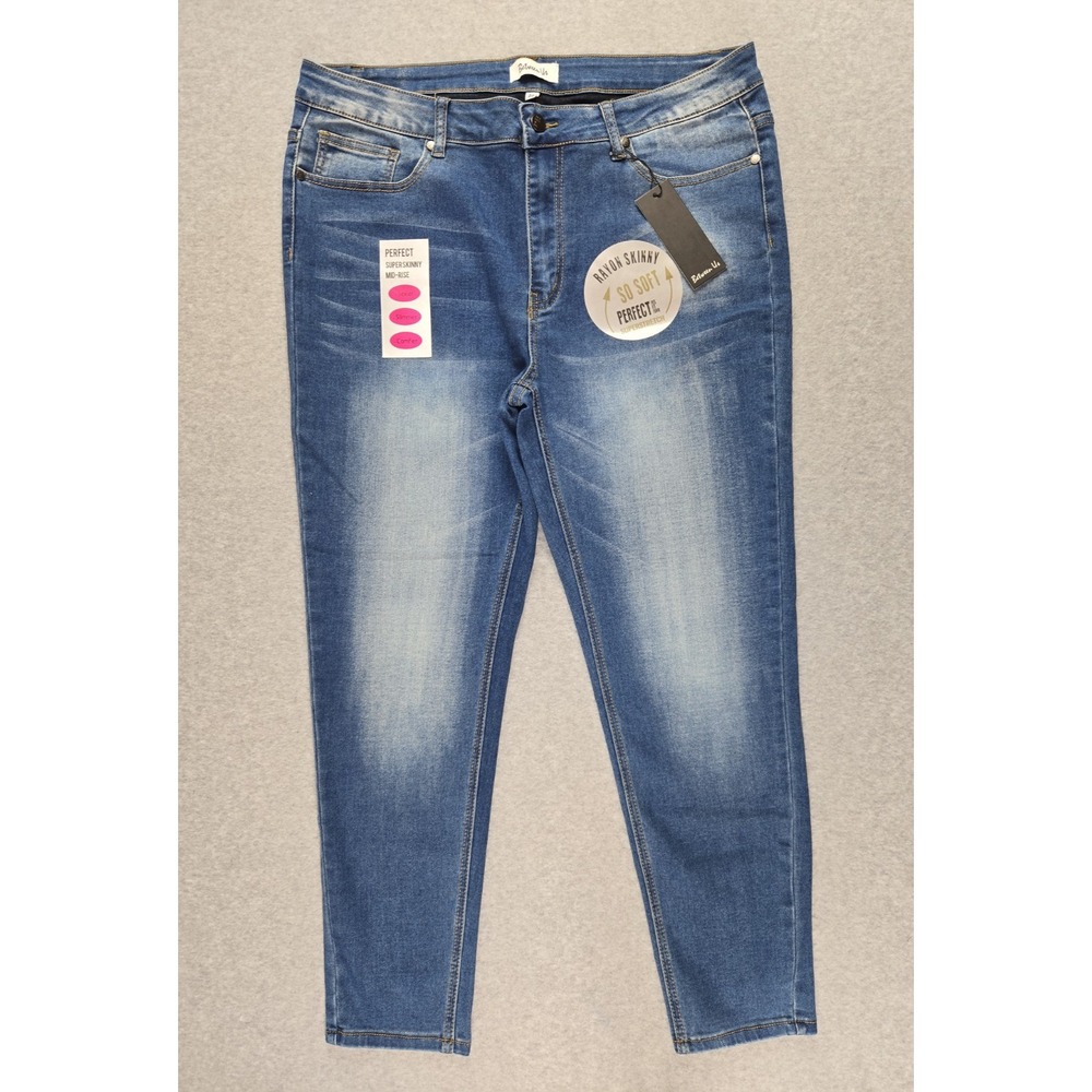 Between Us Womens Size 22 Perfect Super Skinny Mid Rise Denim Blue Jeans NWT